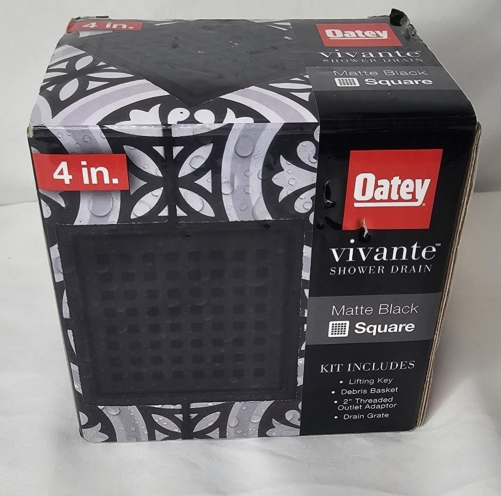 Oatey 4 Inch Vivante Shower Drain kit Matte Black VT32040